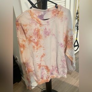 Urban Renewal Monochrome Tie-Dye Crew Neck Sweatshirt in Pink/Orange